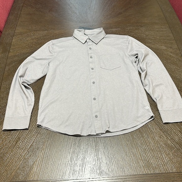 VRST Mens Medium Gray Performance Stretch Long Sleeve Button Up Shirt - Picture 9 of 14